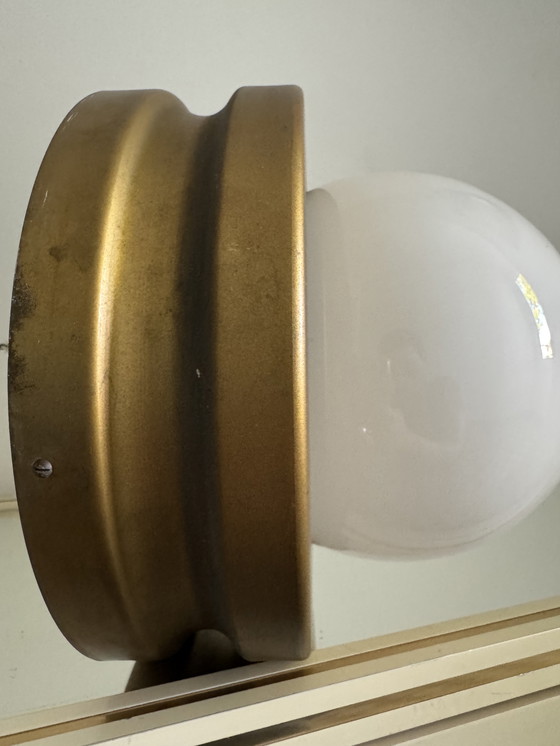 Image 1 of Kugellampe Opalinbasis vergoldet 70er Jahre