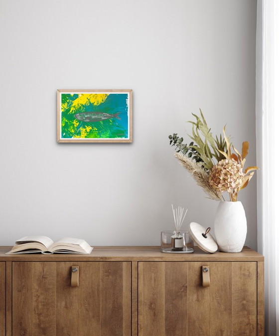 Acrylic fish 30 x 21 cm – Liquitex, Wall decoration, Paper (photo 8 of 8)