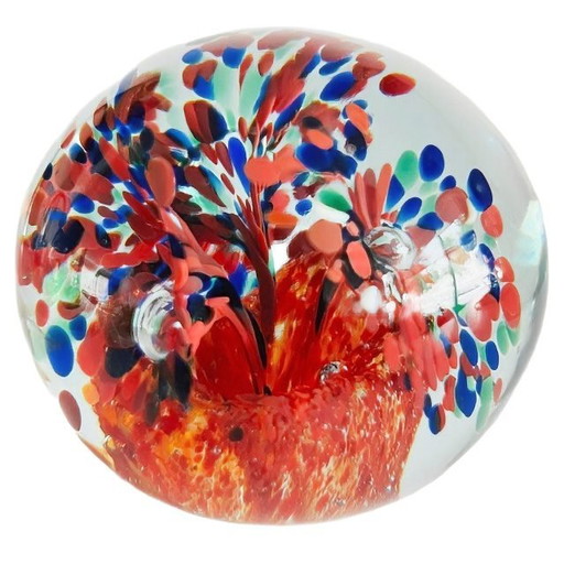 Vintage glass paperweight confetti 1970s