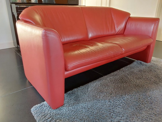 Image 1 of Leolux leren bank, 2 stuks, kleur terracotta