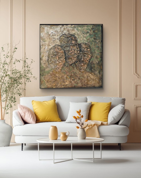 Image 1 of Three Guys – Oggetto da parete scultoreo con rilievo grezzo