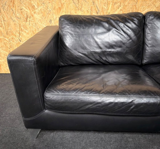 Image 1 of Machalke Design Leather Sofa Model Pablo Black