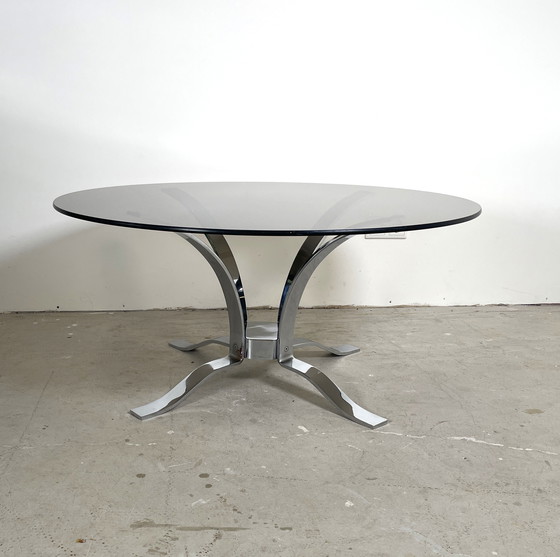 Image 1 of Table basse vintage en chrome et verre fumé
