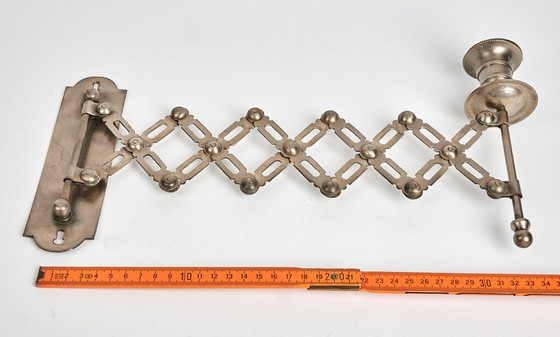 Image 1 of Antieke uitschuifbare vintage wandkaarsenhouder