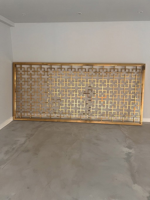Paravent doré de très grande taille – decoratieve objecten, Metal