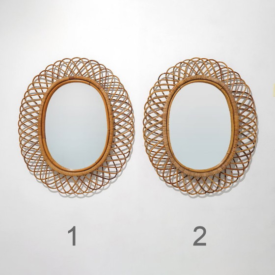 Wall Mirror With Rattan Frame, 1950s – Glass (photo 2 of 15)