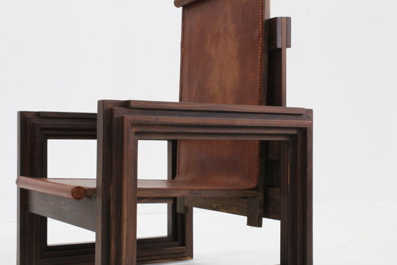 Image 1 of Vintage sculpturale leren fauteuil van Anacleto Spazzapan, Italië jaren 70