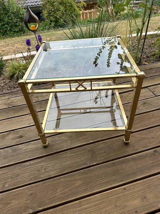 Table d'appoint vintage Orsenigo Italy – Laiton et verre facetté
