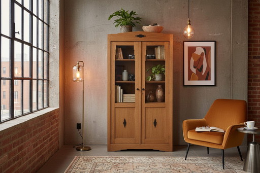 antique Amsterdam School bookcase Art Deco