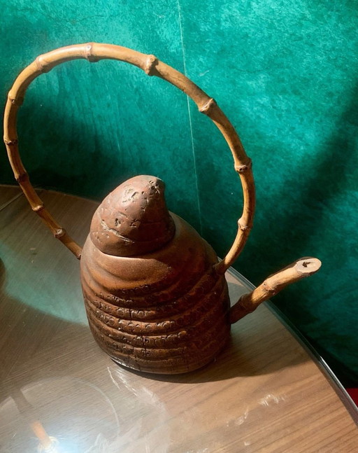 Rare Théière Sculptée En Racine De Bambou - Ère Meiji - Fin XIXe Début XXe – beeldhouwkunst, Bamboo