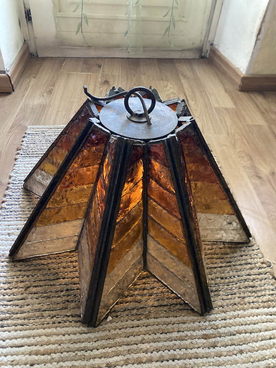 Image 1 of Lampadario brutalista vetro martellato Murano anni ‘70