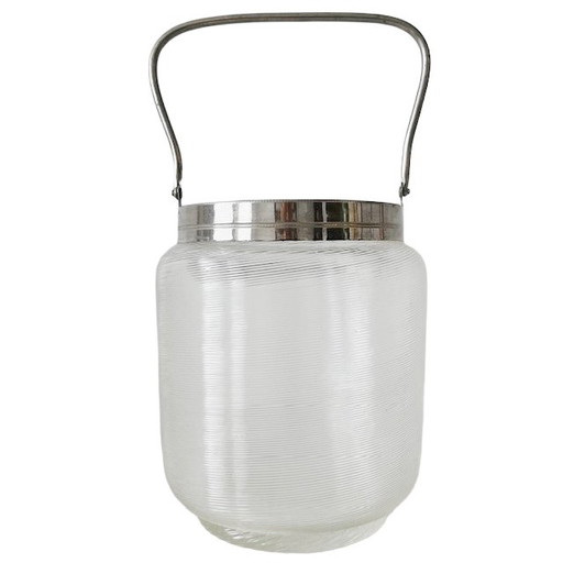 Vintage Eiskübel Fries Draht Glas Chrom 1960s