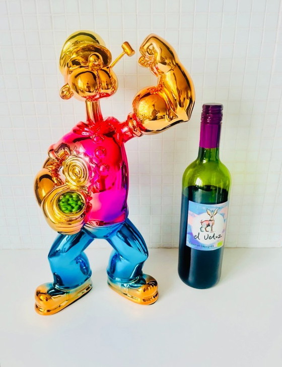 Image 1 of Grande sculpture de Popeyes, style pop art, objet de collection, Monopoly XL rose, style dessin animé