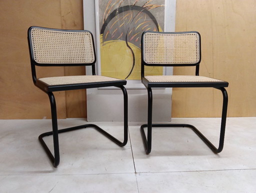 ALIVARMVSEVM 104. SET of 2 CESCA B32 Chairs (NEW) in Black Frame Limited Edition 