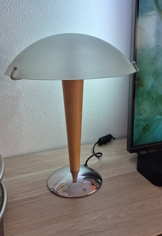 Image 1 of Vintage IKEA Kvintol mushroom table lamp with a frosted glass shade