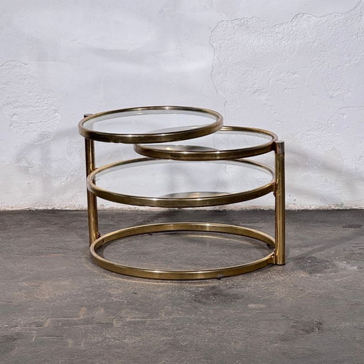 Milo Baughman messing salontafel, jaren 60 – nachtkastjes, Glass, Brass