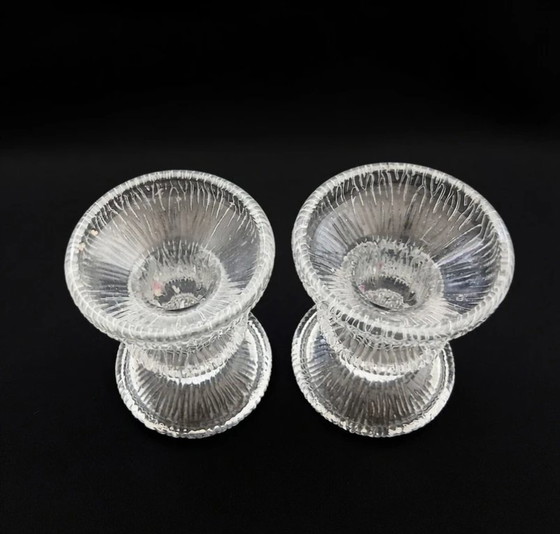 Set of 2 Luminarc Vintage Glass Candle Holders 70s (photo 4 of 5)