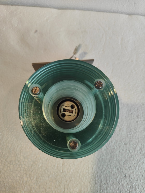 Image 1 of Applique murale avec abat-jour en verre épais transparent, style vintage