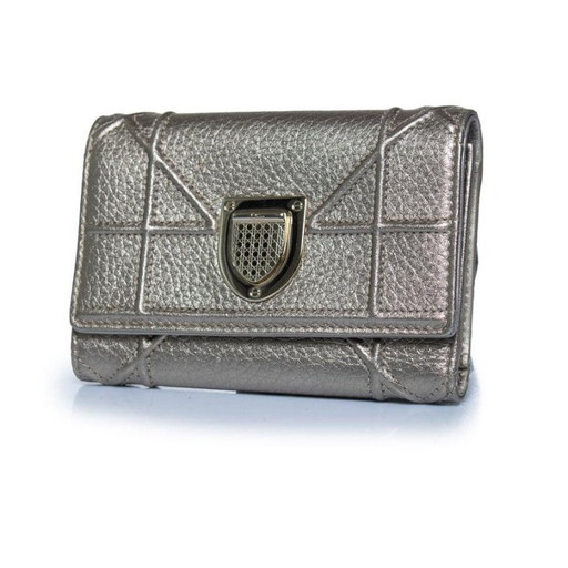 Dior, Gold leather Diorama trifold wallet