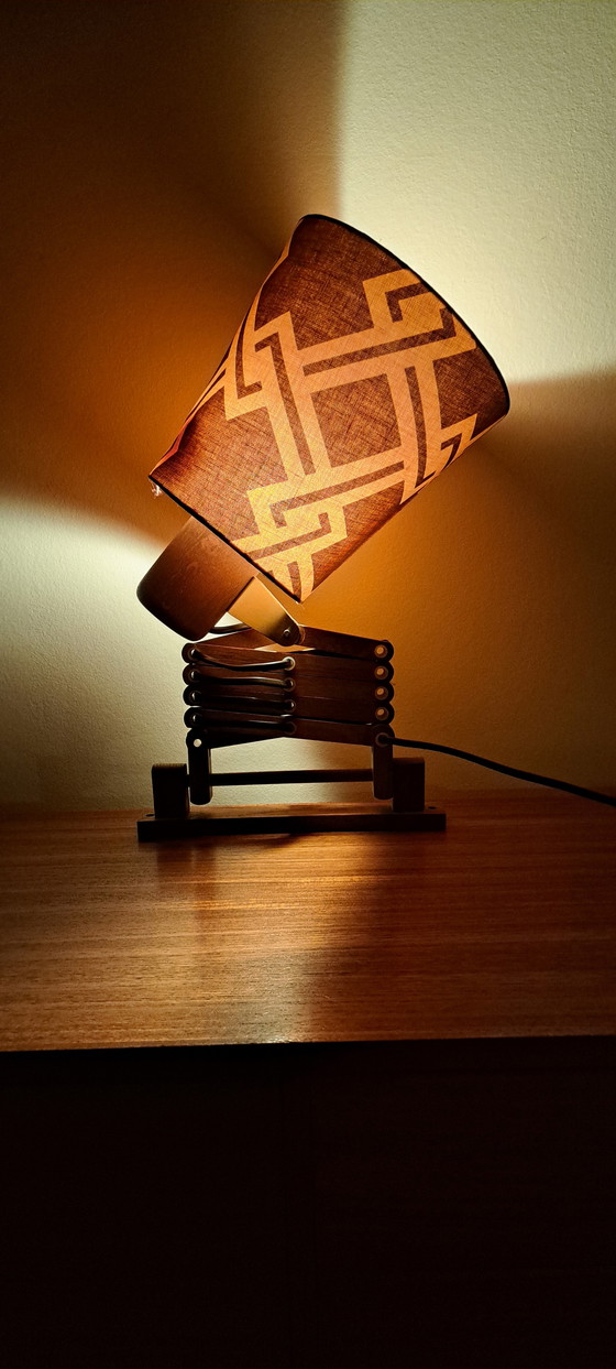 Image 1 of Temde 1970s Scissor Lamp – Vintage Mid Century Wooden Wall/Table Lamp