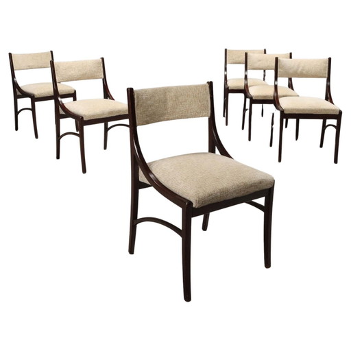 Osvaldo Borsani Mid Century Italienische Mahagoni-gebeizte Esszimmerstühle für ABV 1950