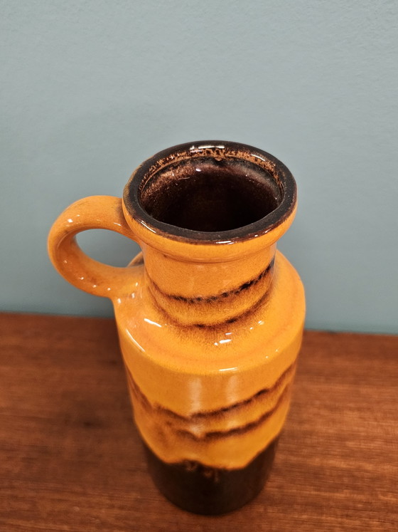 Image 1 of Vintage West Germany vase 407-20 orange/black