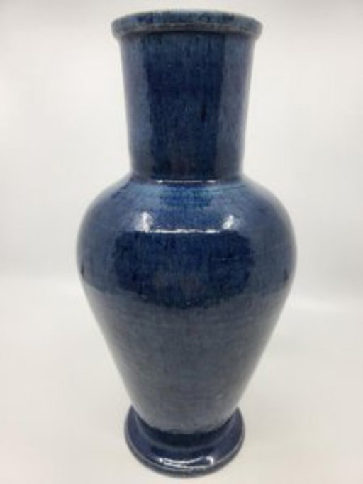 Blue France 1970 Accolay stoneware ceramic vase