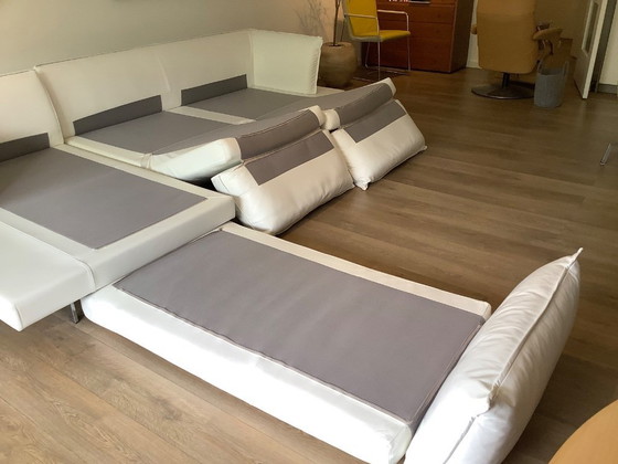 Image 1 of Weißes Lederecksofa, Chaiselongues