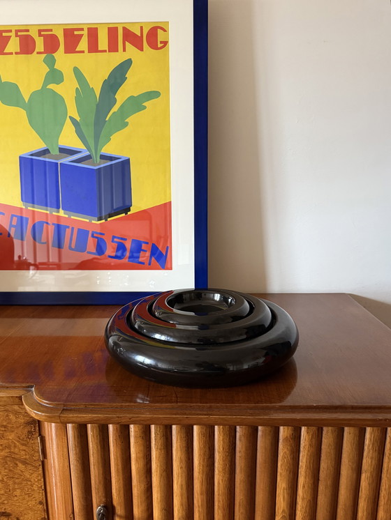 Image 1 of Cendriers empilés en céramique de l'ère spatiale / Vide Poche / Centre de table, Italie, années 1970