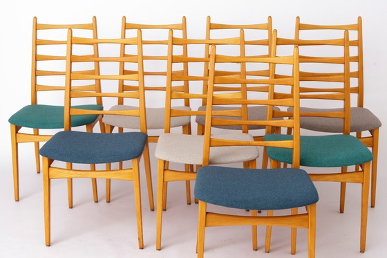 Image 1 of Set van 8 vintage eetkamerstoelen, Wenzel Duitsland jaren 70, beukenhout, mid-century modern