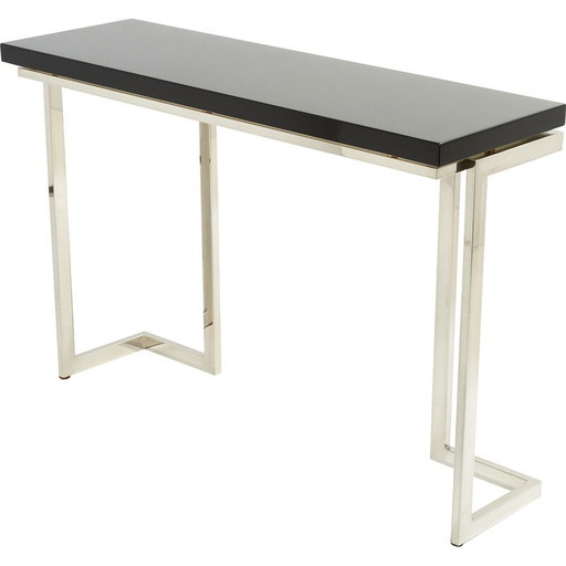 Consola vintage en laca negra y cromo de Guy Lefevre para Maison Jansen, 1970