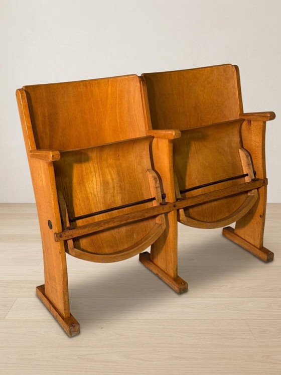 Cinema Chairs Mid-Century Wooden Cinema Seating, 1950s, Germany, 104 × 42 × 85.5 cm – Armchairs (photo 7 of 7)