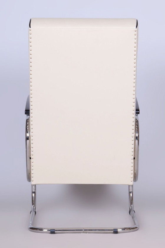 Gerestaureerde Bauhaus-fauteuil, van Mücke-Melder, nieuwe bekleding, Tsjechisch, jaren dertig – Metal, Chrome (photo 6 of 11)