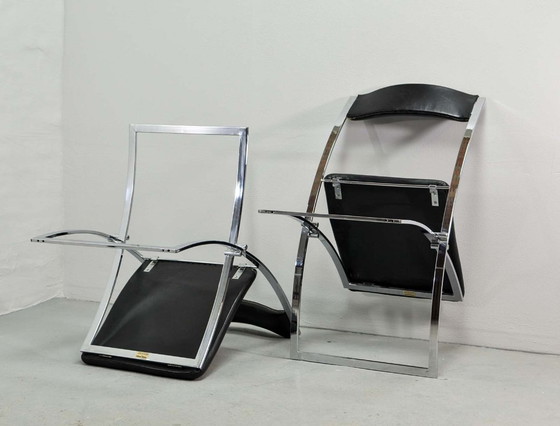 Image 1 of Superb Minimalistic Foldable Dining Chairs Designed by Marcelo Cuneo for Mobel Italia, Set of 4. Italy, 1970s.