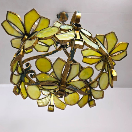 Lombard rare Italian sculptural chandelier mid-century 60s Murano wrought iron – Longobard, Murano Glass (photo 9 of 12)
