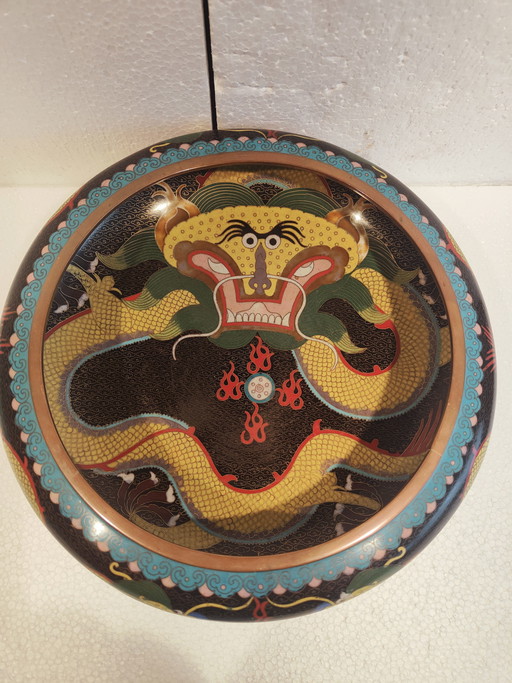 Vintage Cloisonné Drachenschale