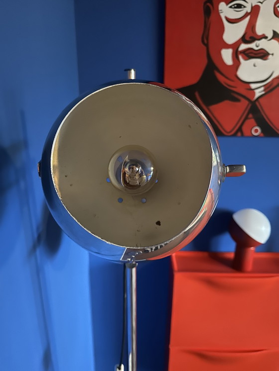 Image 1 of Space Age chrome floor lamp – 70s design, 163 cm high, large adjustable spotlights