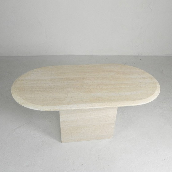 Image 1 of Mid-Century travertine coffee table with oval top, 1970s
