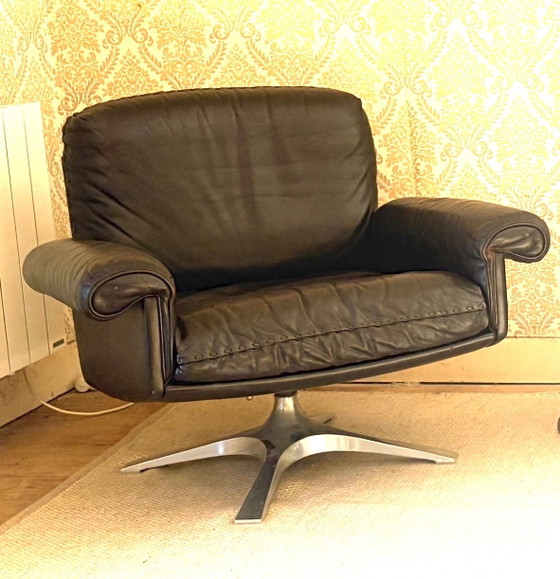 Image 1 of Paire de 2 fauteuils lounge De Sede DS31 en cuir marron