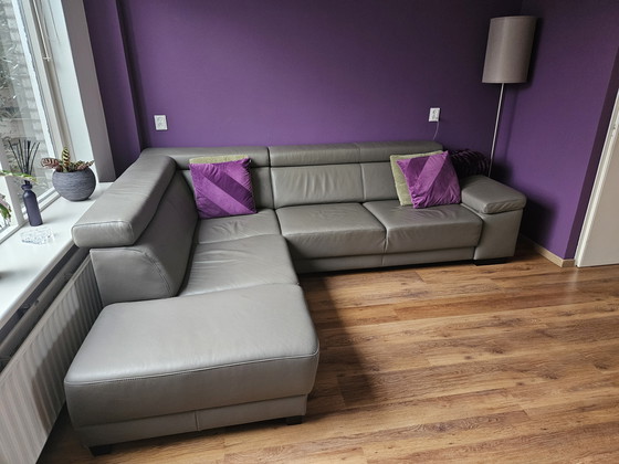 Image 1 of Luxury Leather Corner Sofa Santiago (Koks Meubelhuis) + 5 Dining Chairs - Toledo Smog