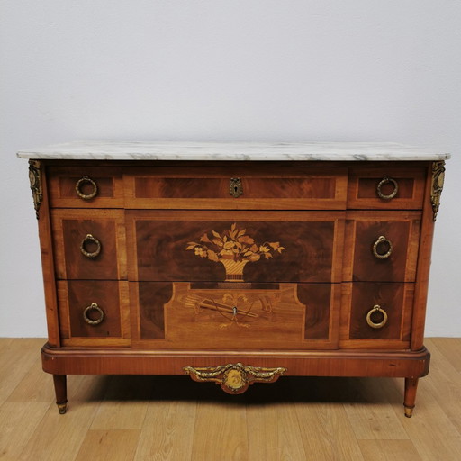 Antique Vintage Dresser, Dresser, Chest of Drawers, Bathroom Cabinet With Marble Top
