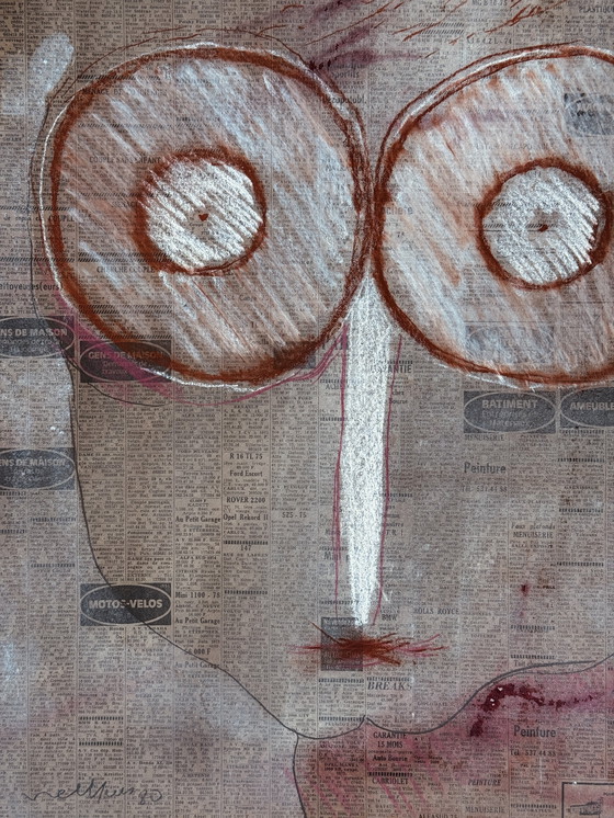 Image 1 of Robert Detheux "Visage aux petites annonces" Gemälde von 1980