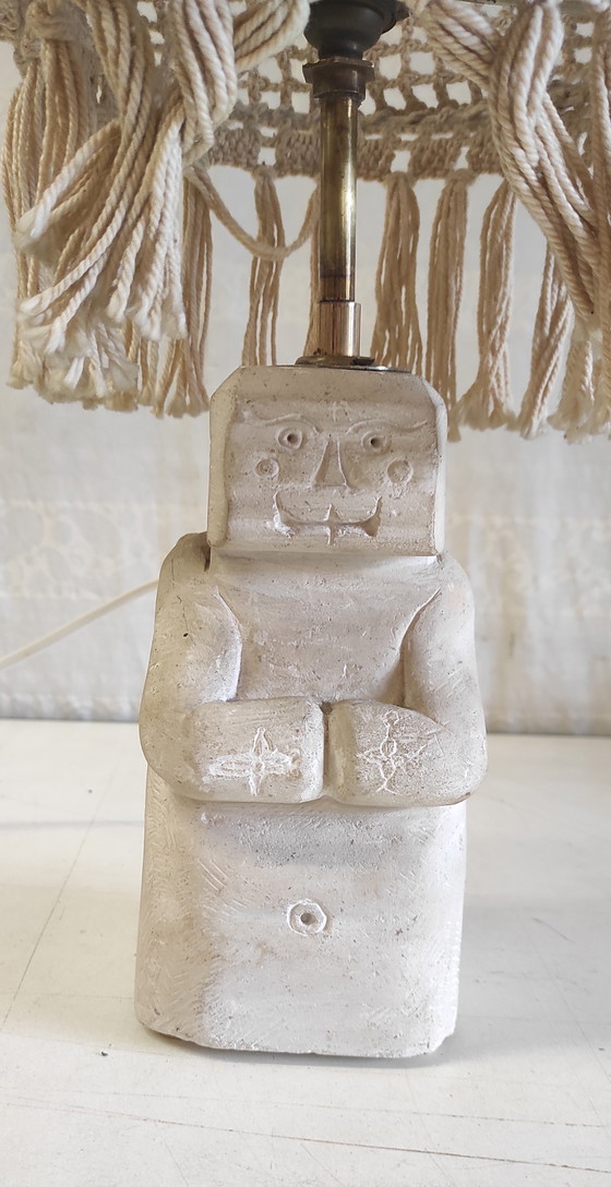Image 1 of Table lamp with a limestone statuette - mid-20th century