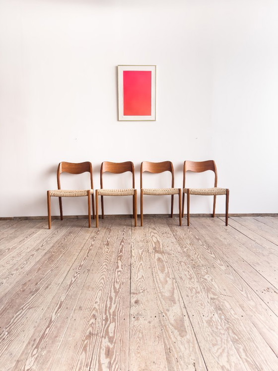 Image 1 of Set van 4 teakhouten eetkamerstoelen van Niels O. Møller voor J.L. Moller, model 71