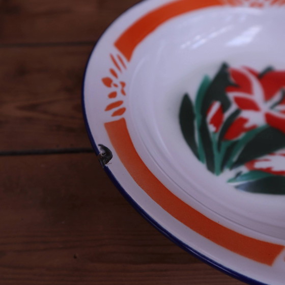 Assiette creuse vintage en étain émaillé chinois. – Vaisselle (photo 3 of 5)