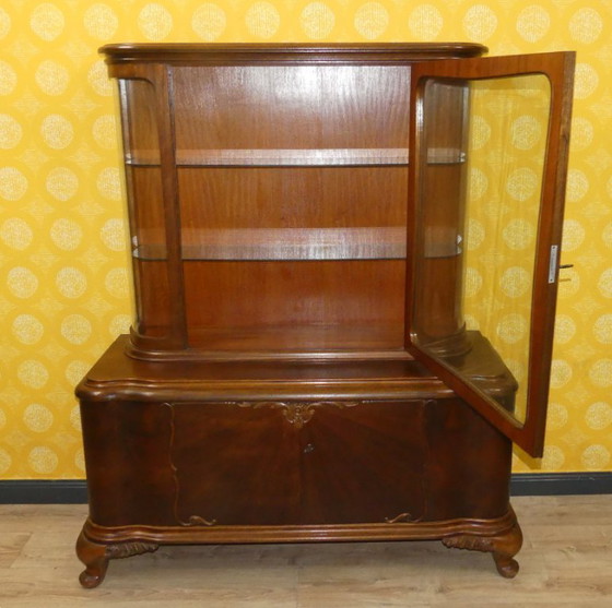 Image 1 of vetrina in vetro curvo semicircolare, mobile da soggiorno, vetrina Thummernicht, credenza alta in vetro, mobiletto per stoviglie