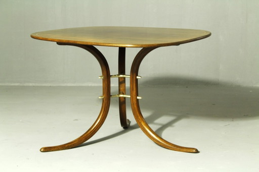 Gebogen houten bijzettafel, Duitsland, jaren 1950