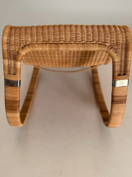 Sedia a dondolo IKEA Gunghult vintage, James Irvine 2002, Ikea x James Irvine, Sedie a dondolo, Rattan, Metallo (foto 7 di 8)