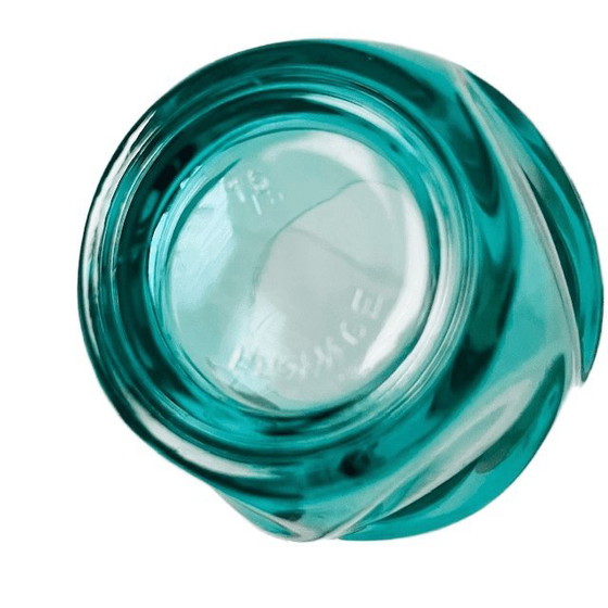 Image 1 of Vintage set of 8 twisted glasses turquoise blue Luminarc Arcoroc 1970s