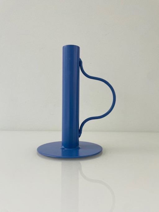 Modern lavender-colored metal candlestick